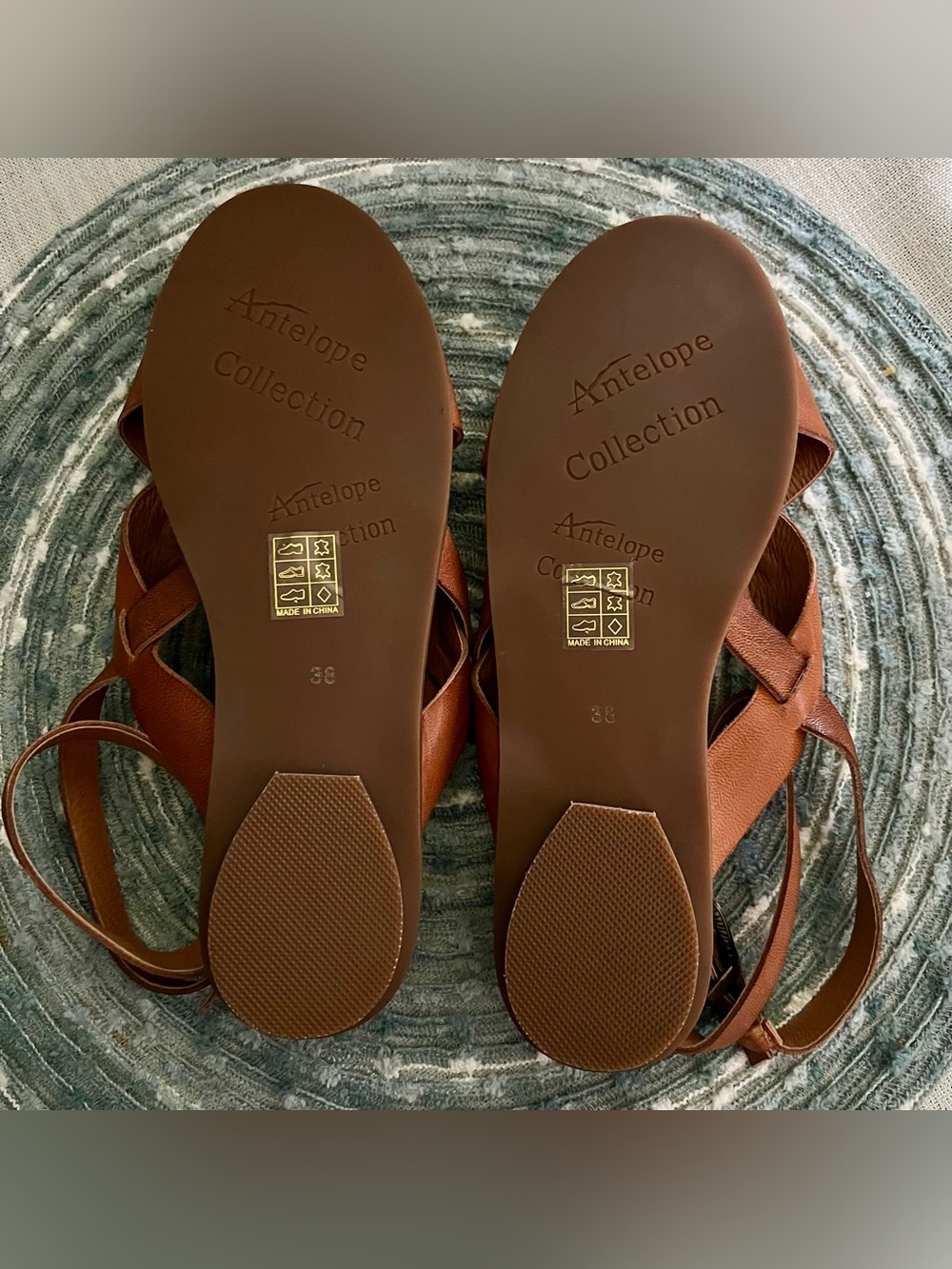 Antelope Reza Brown Studded Leather Sandals, Size 38 EU, 7.5-8 US, NWOB - Picture 11 of 12